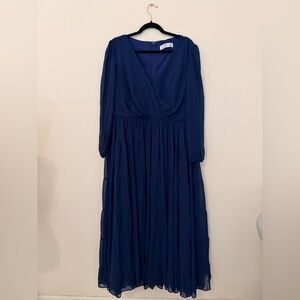 Ieena for Mac Duggal Blue Tiered Chiffon Dress Sz 18 Maxi Mother of the Bride